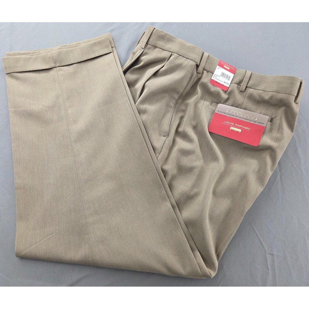 Louis Raphael Mens 42x29 Rosso Red‎ Brown Pleated Cuffed Dress Pants NEW